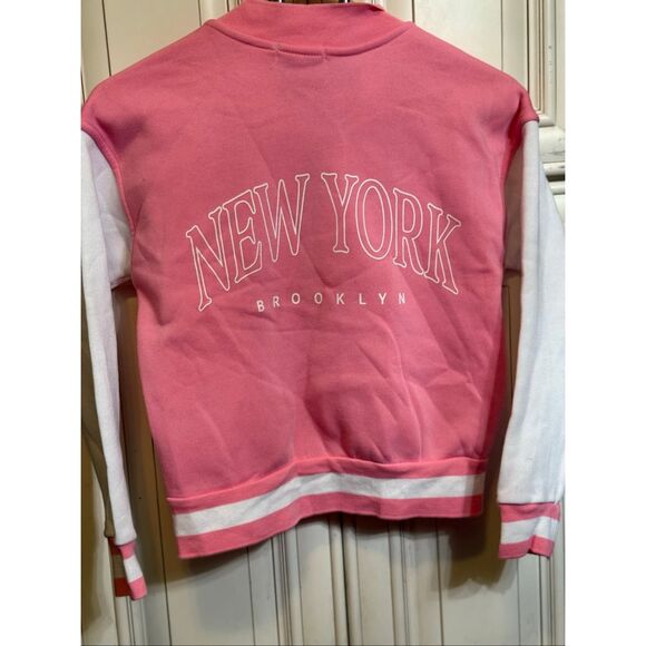 Nova Kids Girls Button-up Mini Bronx Shawty Varsity Bomber Jacket Pink Sz 10 NWT - Picture 11 of 12